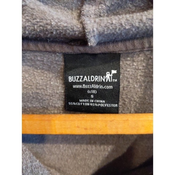 Buzz Aldrin NASA Hoodie Gray Drawstring Pullover Hooded Sweatshirt Men's Small - Picture 4 of 5